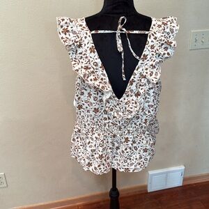 Floral Ruffle Sleeve Top